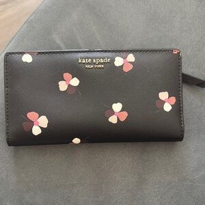 Kate Spade Black and Pink Wallet Elegant Floral Design